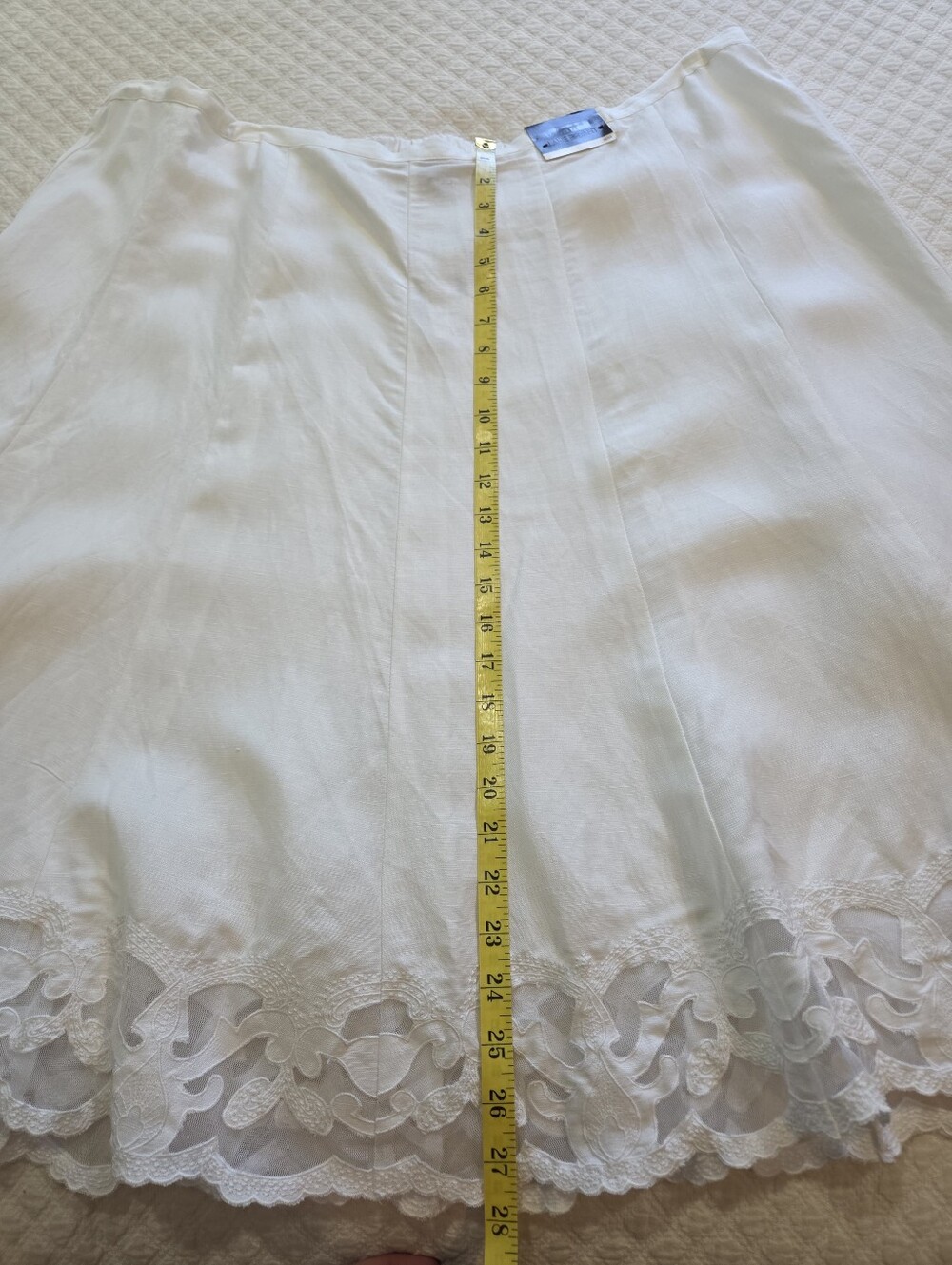 NWT Lane Bryant White Midi Skirt Linen Blend Size 22/24 Lace Hem Cottagecore - Picture 6 of 12